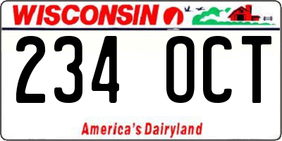 WI license plate 234OCT