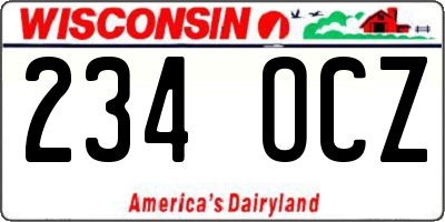 WI license plate 234OCZ