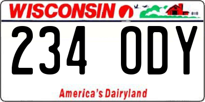 WI license plate 234ODY