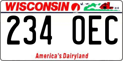 WI license plate 234OEC