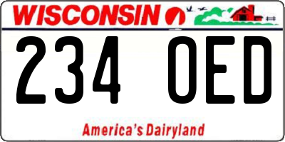 WI license plate 234OED