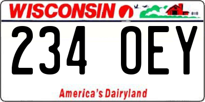 WI license plate 234OEY