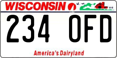 WI license plate 234OFD