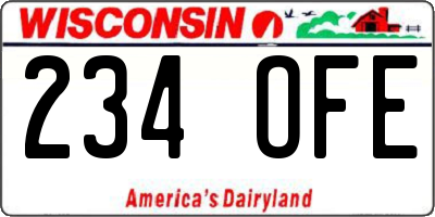 WI license plate 234OFE