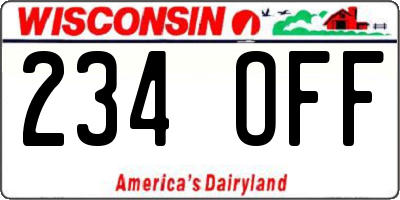 WI license plate 234OFF