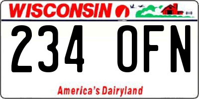 WI license plate 234OFN