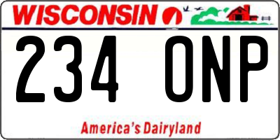 WI license plate 234ONP