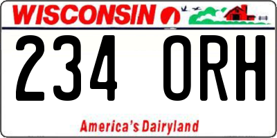 WI license plate 234ORH