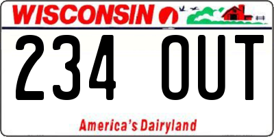 WI license plate 234OUT