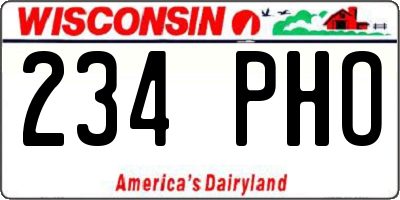 WI license plate 234PHO
