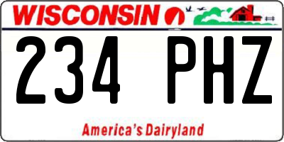 WI license plate 234PHZ