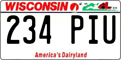 WI license plate 234PIU