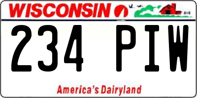 WI license plate 234PIW