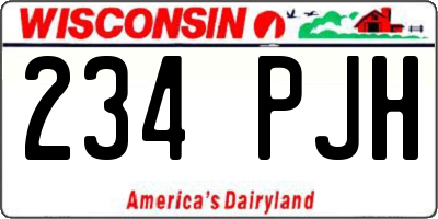 WI license plate 234PJH