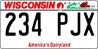 WI license plate 234PJX