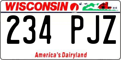 WI license plate 234PJZ