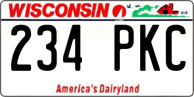 WI license plate 234PKC