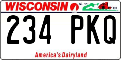WI license plate 234PKQ