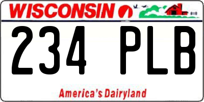 WI license plate 234PLB