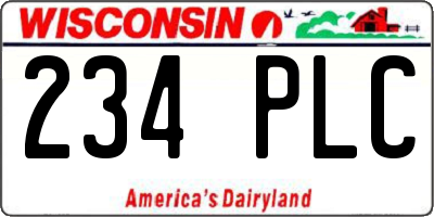 WI license plate 234PLC