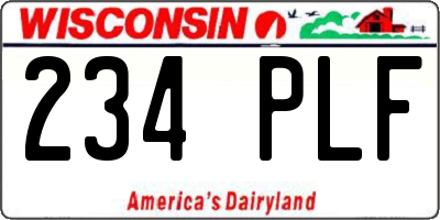 WI license plate 234PLF