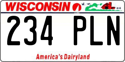 WI license plate 234PLN