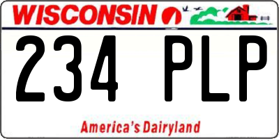 WI license plate 234PLP