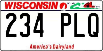 WI license plate 234PLQ