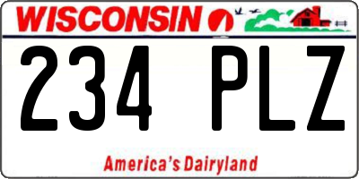 WI license plate 234PLZ