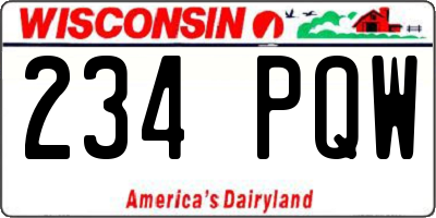 WI license plate 234PQW