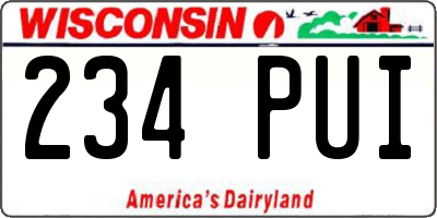 WI license plate 234PUI