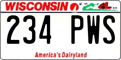 WI license plate 234PWS