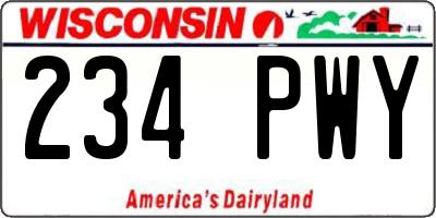 WI license plate 234PWY