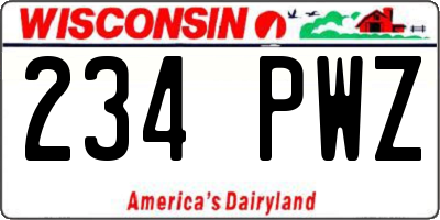 WI license plate 234PWZ