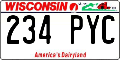 WI license plate 234PYC