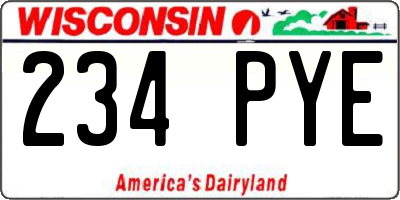 WI license plate 234PYE
