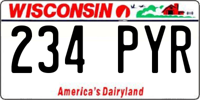 WI license plate 234PYR