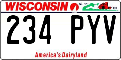WI license plate 234PYV