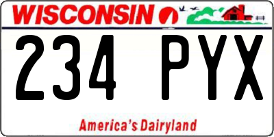 WI license plate 234PYX