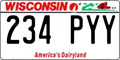 WI license plate 234PYY