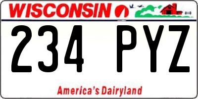 WI license plate 234PYZ