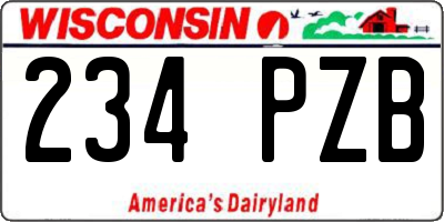 WI license plate 234PZB