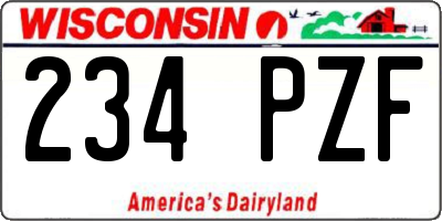 WI license plate 234PZF
