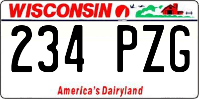 WI license plate 234PZG