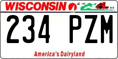 WI license plate 234PZM