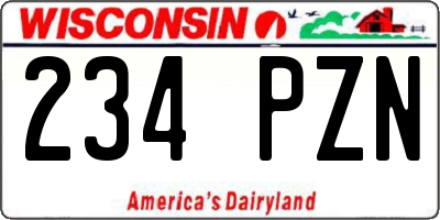 WI license plate 234PZN