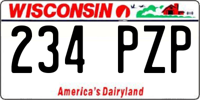 WI license plate 234PZP