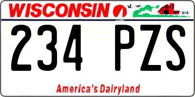 WI license plate 234PZS