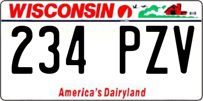 WI license plate 234PZV