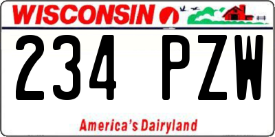 WI license plate 234PZW